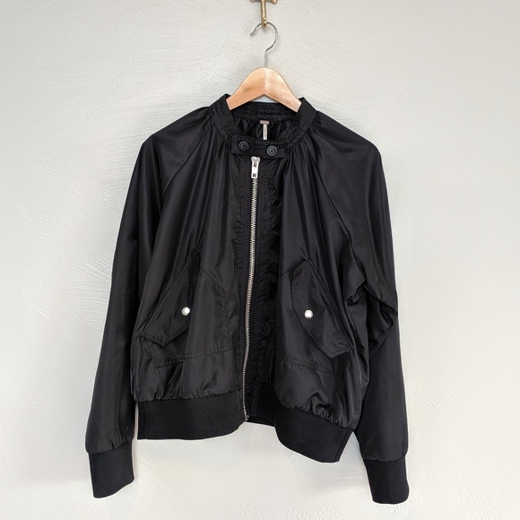 Free People Jackets & Blazers - Free People Black Bomber Jacket